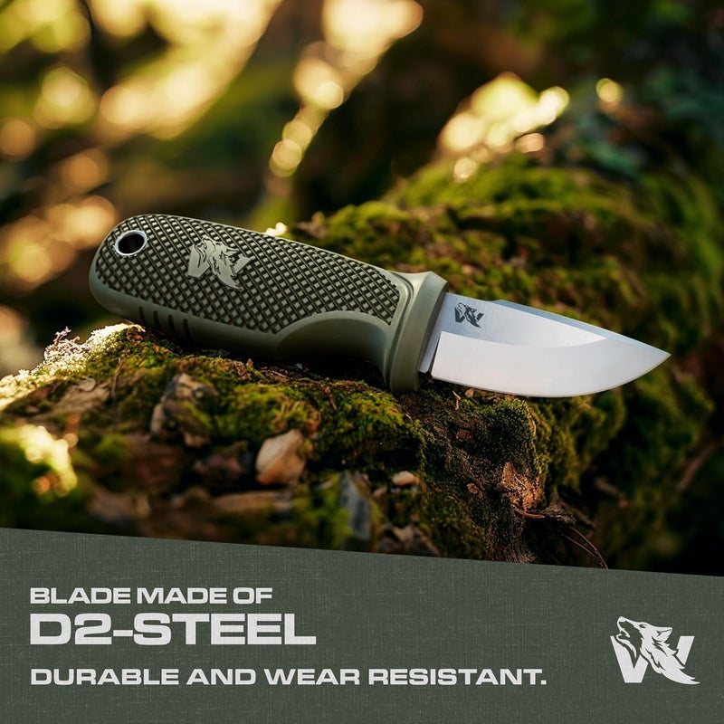 ODENWOLF W-MINI - EDC Neck Knife with Sheath and Necklace - Small EDC Fixed Blade Knife Necklace and Belt Clip - Pocket Fixed Blade Knives - Full Tang Neck Knife with Sheath Tactical and Fire Starter - Image 2